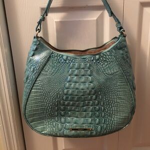 Beautiful turquoise leather with faux alligator design - seldom used